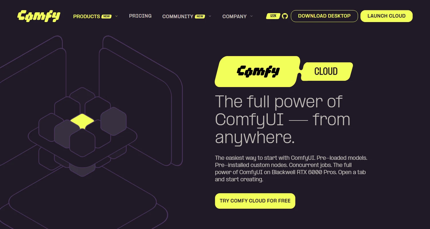 Comfy Cloud 소개 화면