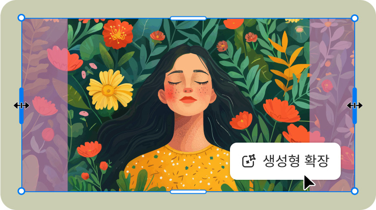 벡터 일러스트의 좌우 영역을 확장하는 Illustrator 공식 화면
