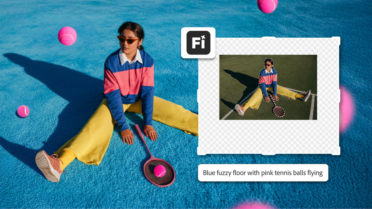 Photoshop 생성형 채우기와 확장으로 원본 사진의 배경을 넓힌 Adobe Help Center 공식 화면